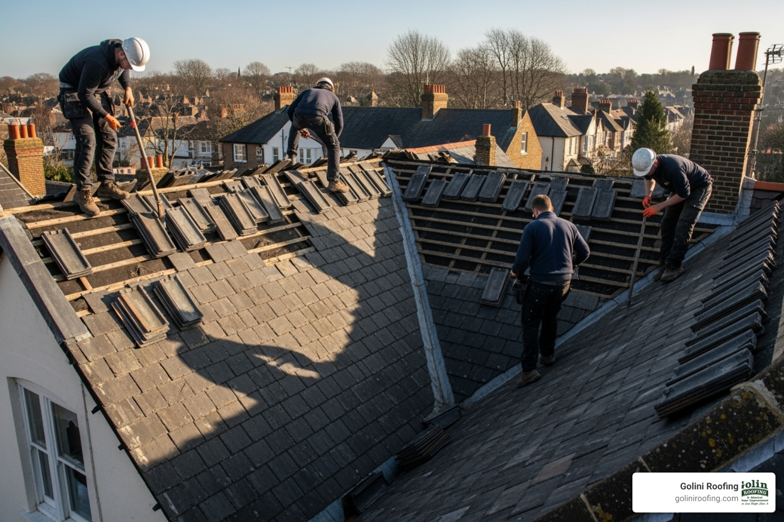 Water stains spreading across a ceiling near a window - roof repairs ipswich