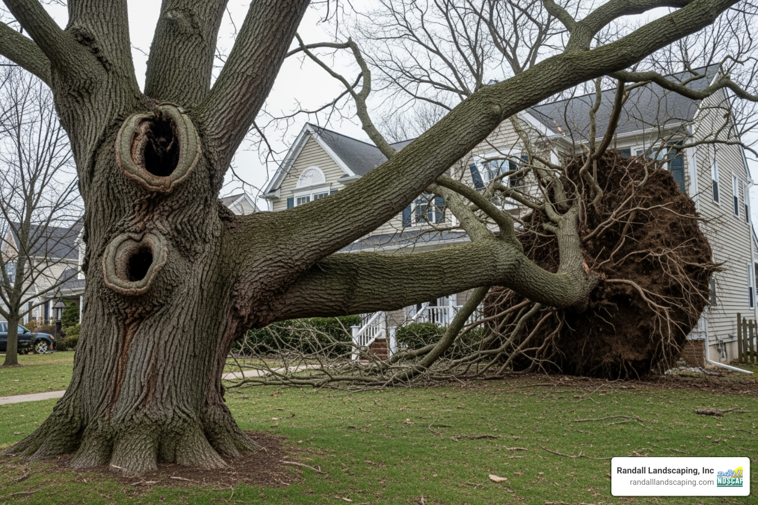 Hazardous tree leaning toward a house - Salem NH tree removal