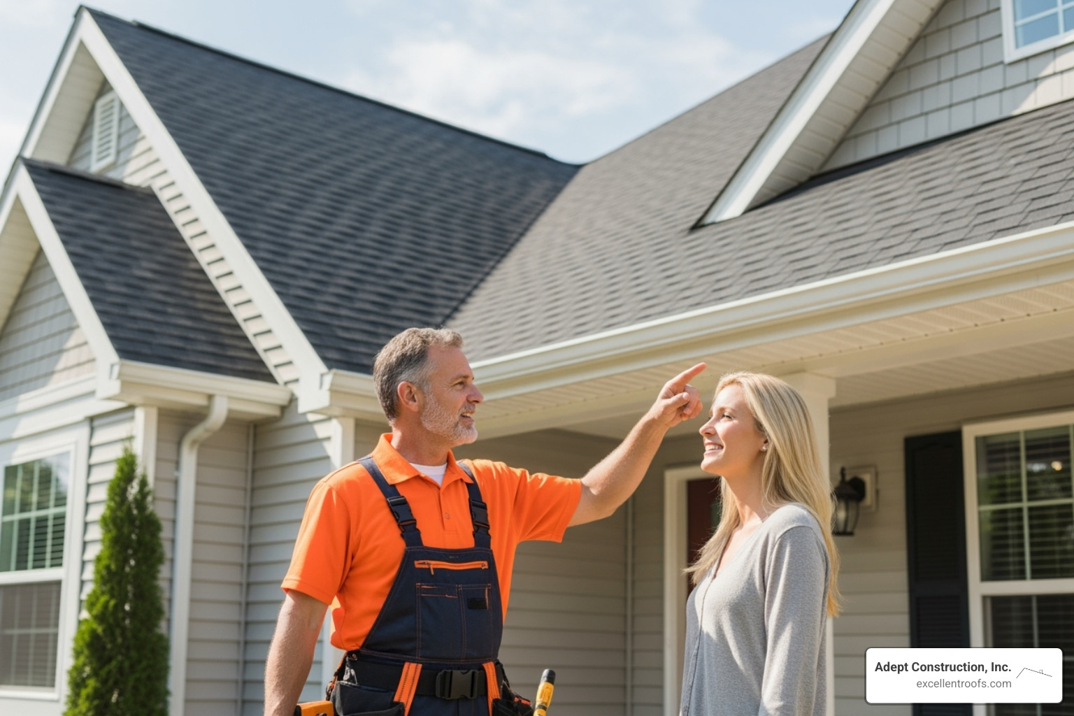 friendly contractor discussing a project with a homeowner - residential roofing Downers Grove