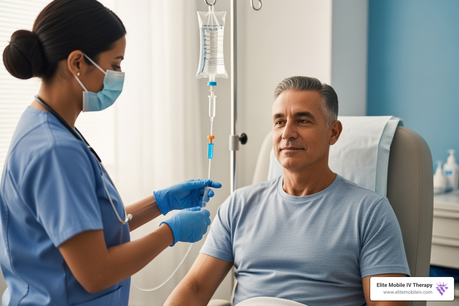 vials of common IV ingredients like Vitamin C and B-Complex - immune booster infusion