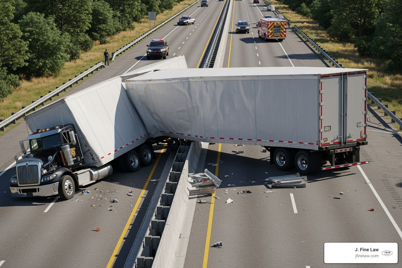 Ilustración de accidente de camión con navaja - Compensación por lesiones por accidente de camión