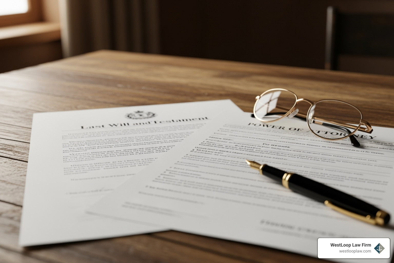 Legal documents spread on a table including Last Will and Testament and Power of Attorney - estate planning for LGBTQ couples