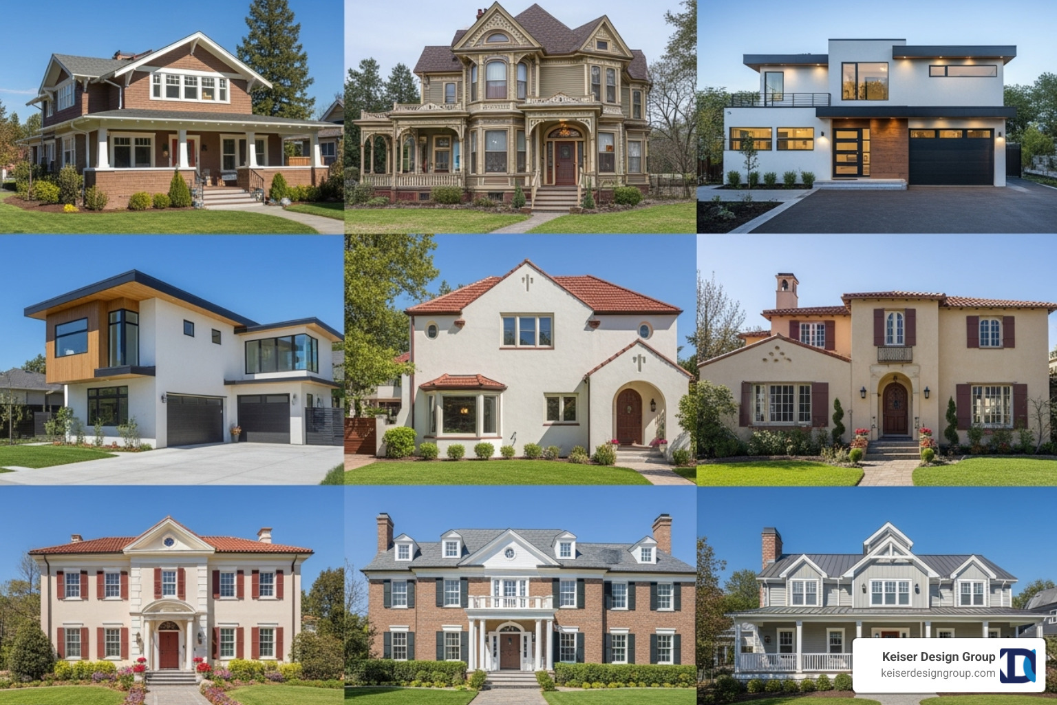 diverse portfolio of custom homes showcasing different architectural styles - custom home architects