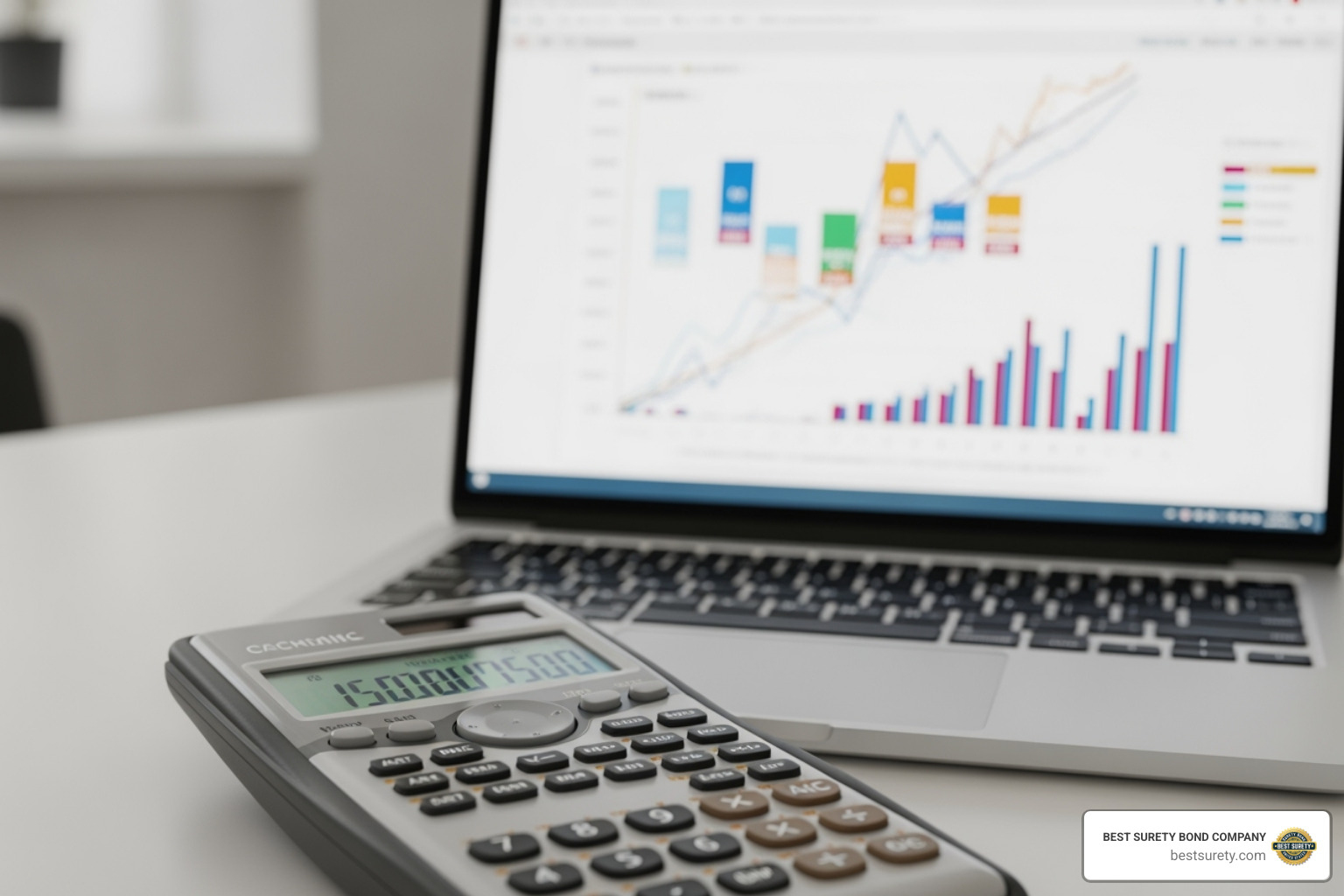 Calculator showing bond premium calculation with credit score factors - colorado auto dealer bond