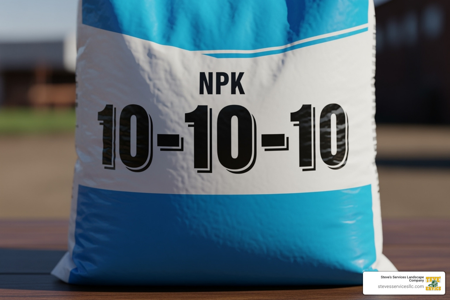 Fertilizer bag with NPK numbers clearly visible and highlighted - fall lawn fertilizer