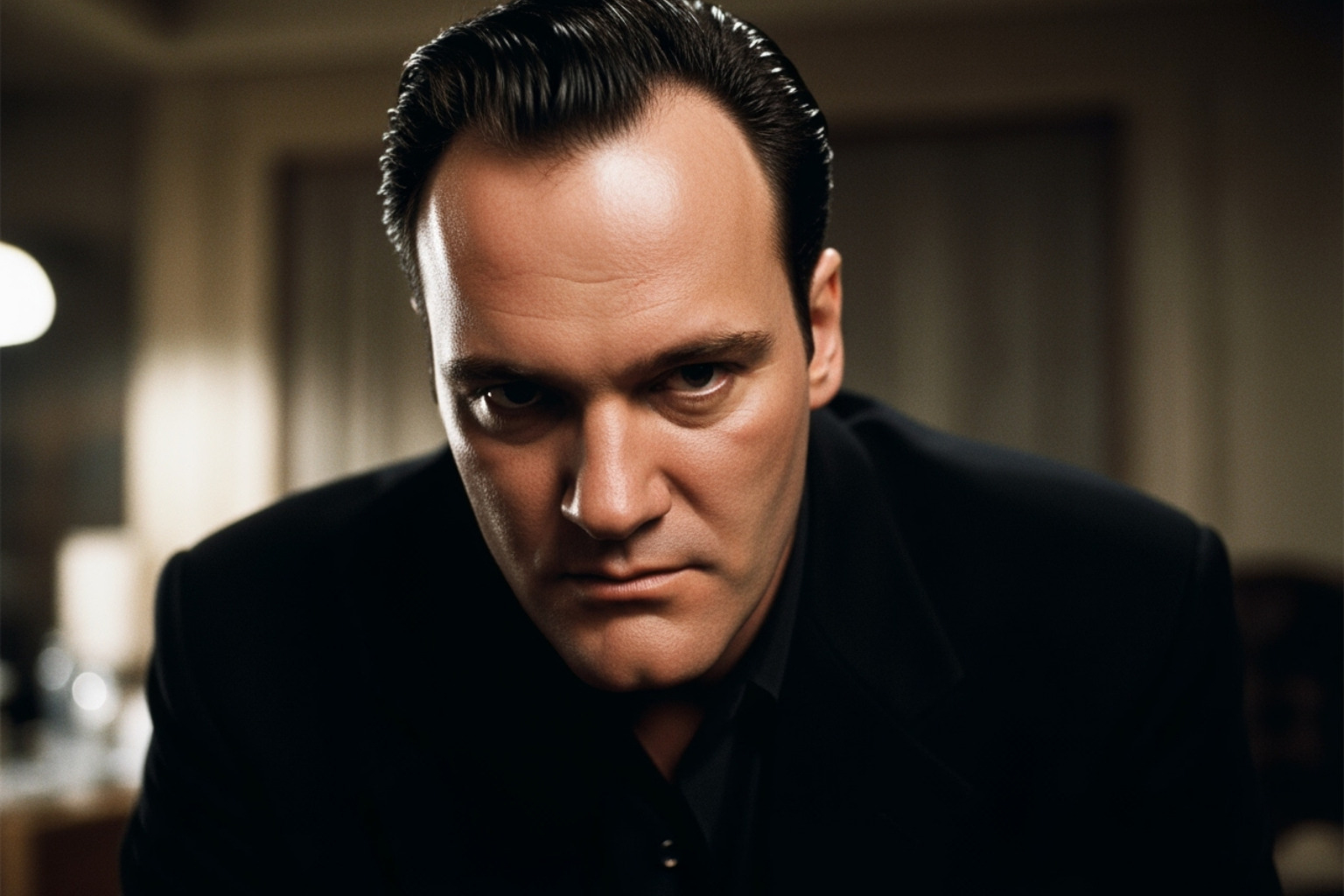 James Gandolfini as the menacing hitman Virgil in True Romance, showing his intense screen presence - James Gandolfini