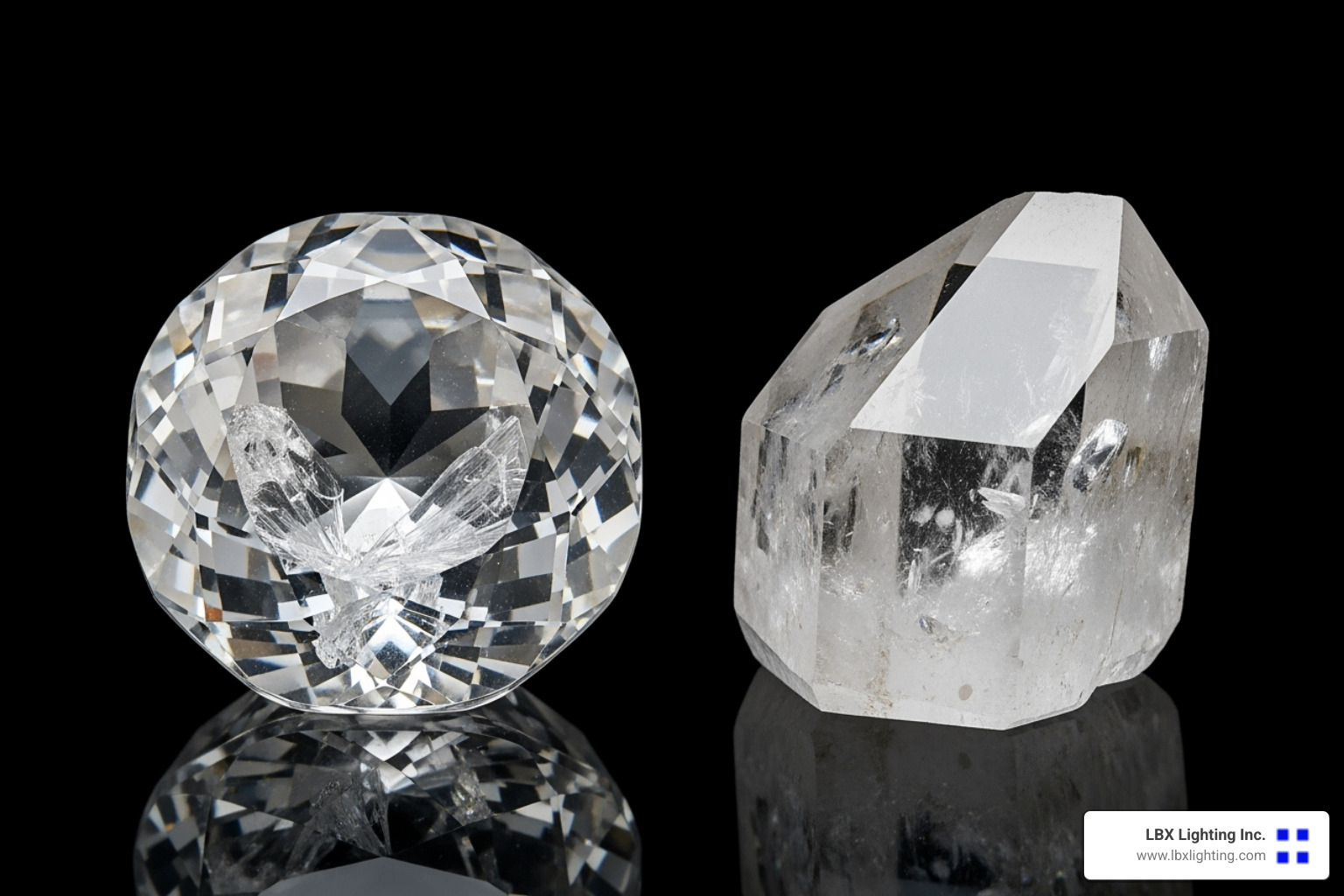 Different crystal types side-by-side to show clarity and faceting - crystal dining room chandeliers