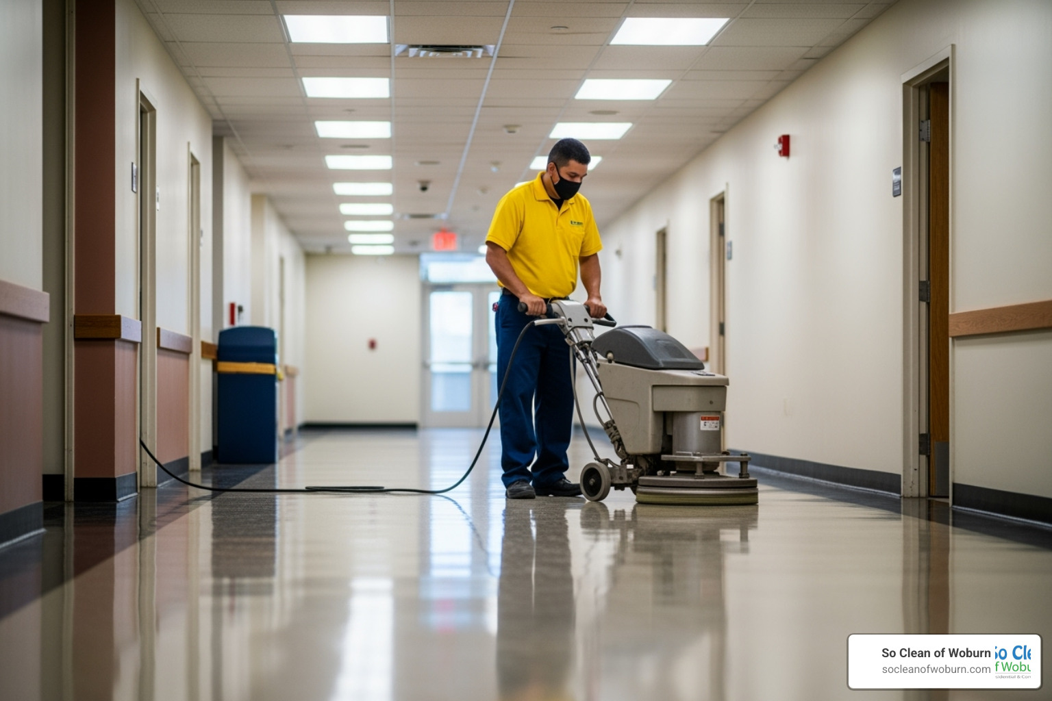 janitor operating floor polishing machine - Janitors