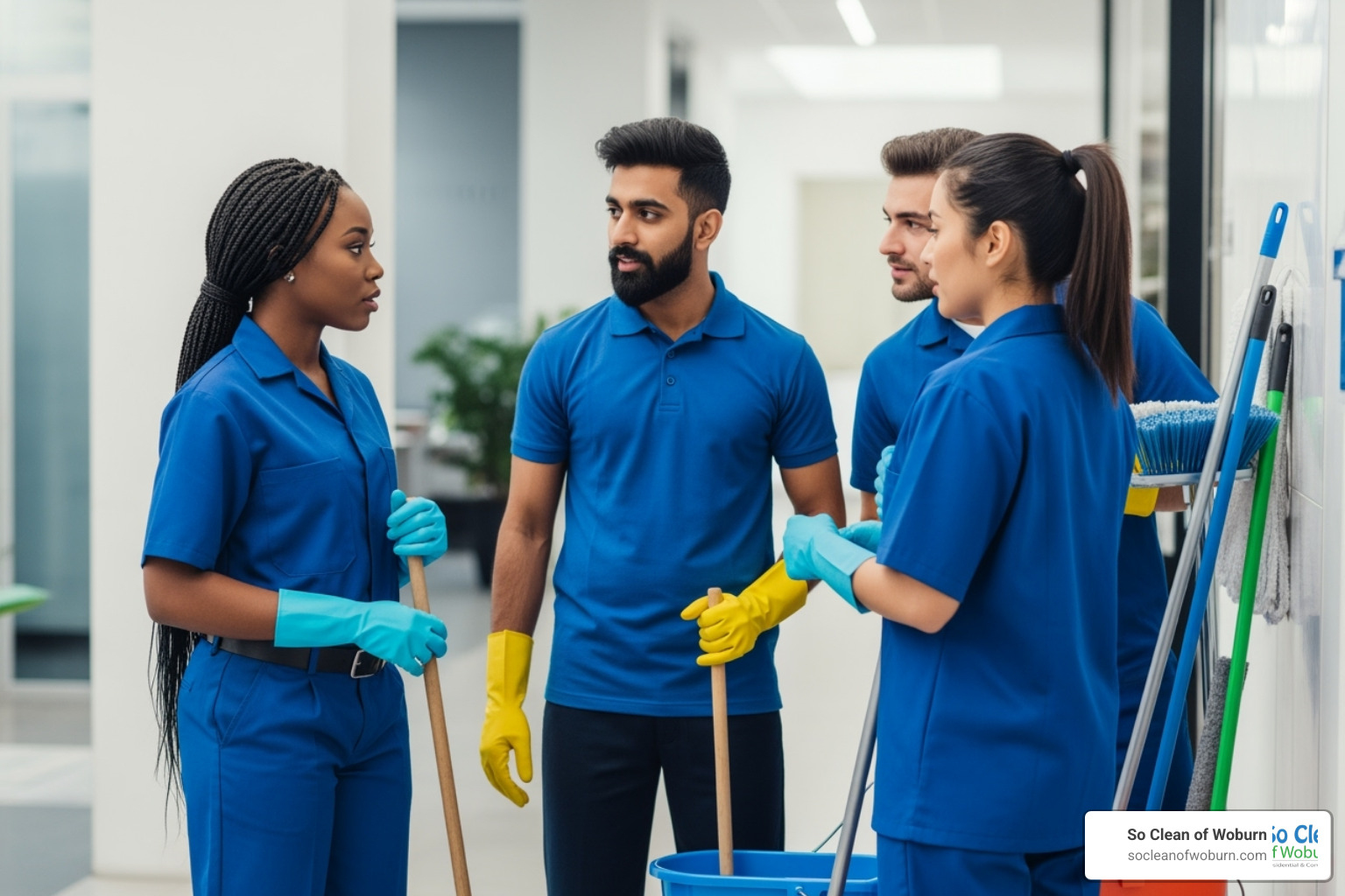 janitorial team collaborating - Janitors