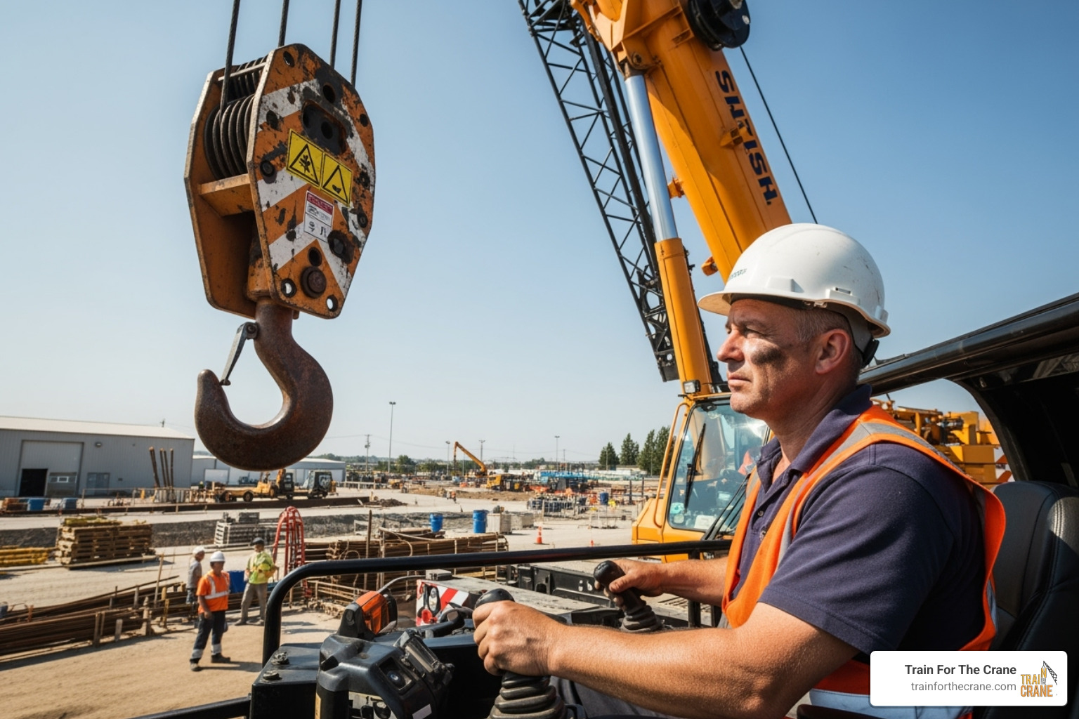 Crane operator taking practical exam - Accredited crane training