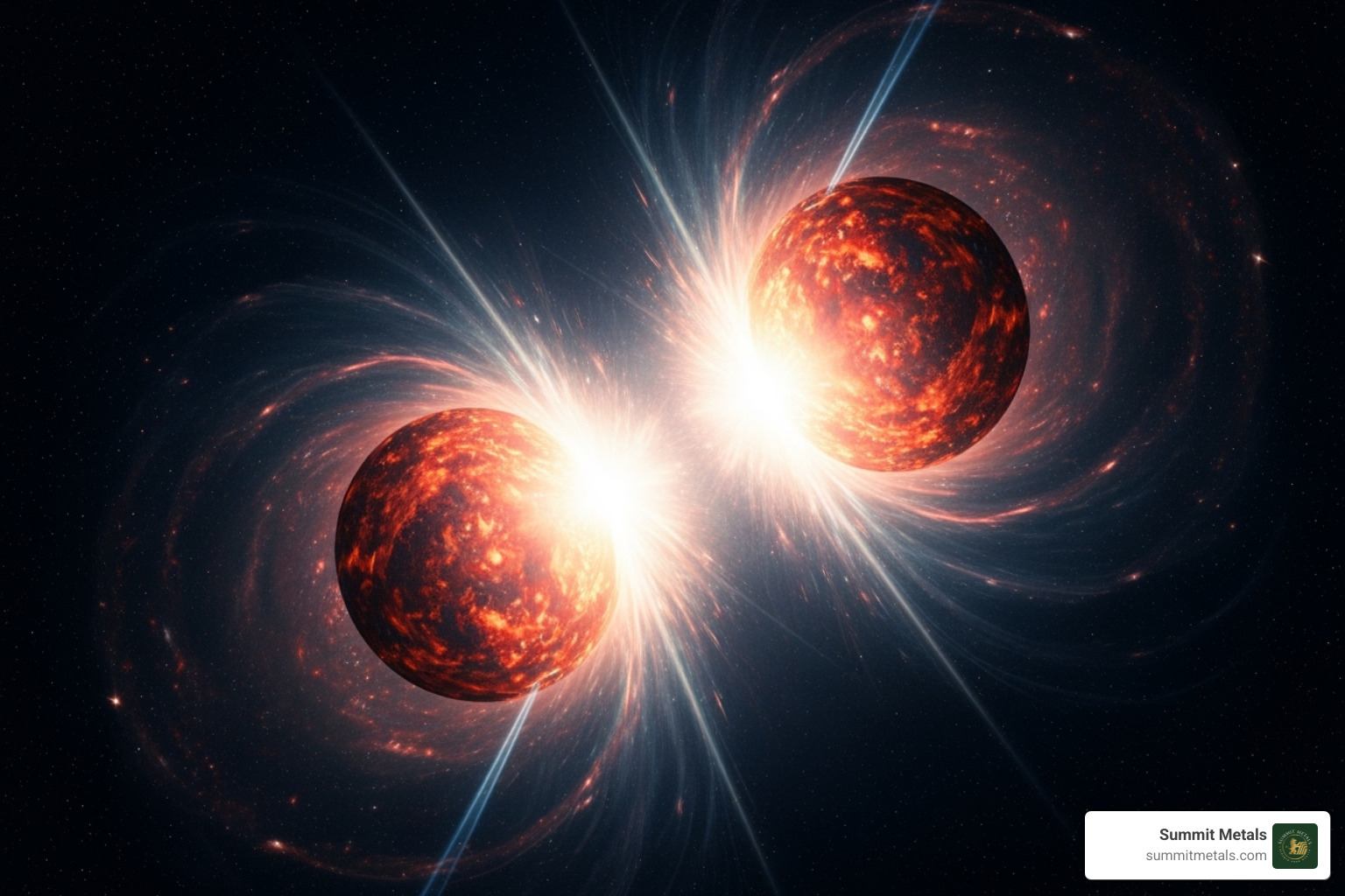 Artist's conception of a neutron star merger creating gold - gold