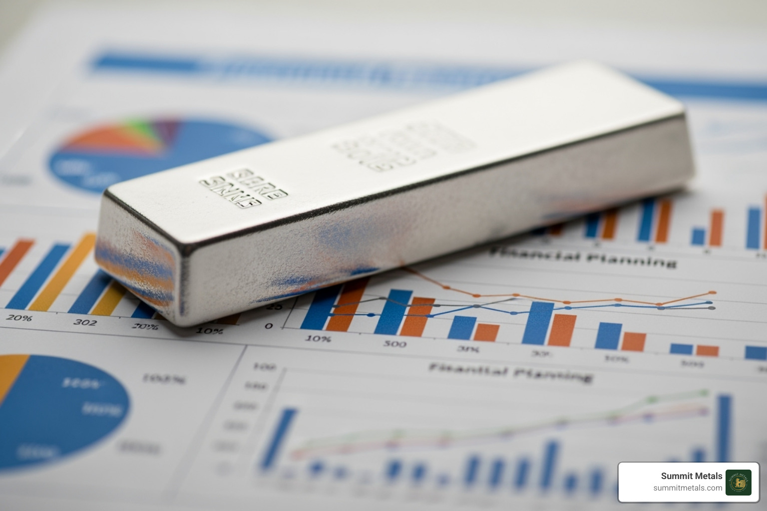financial planning document with a silver bar placed on top - Certified Silver Bars