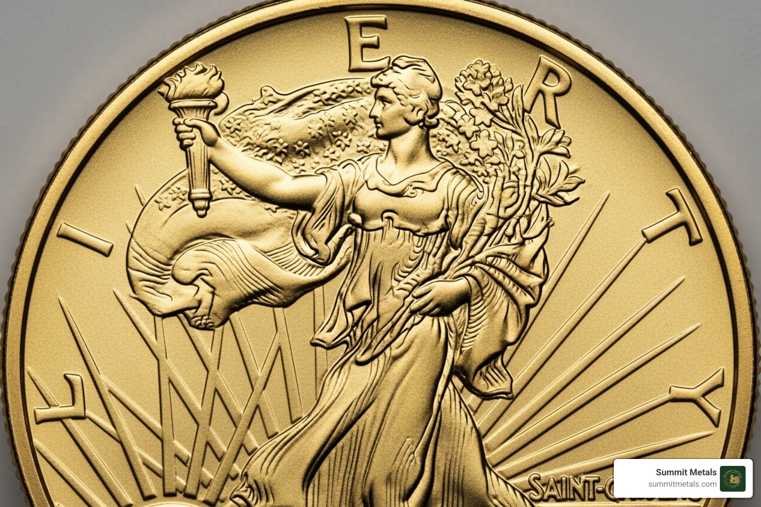 American Gold Eagle coin showing the iconic Augustus Saint-Gaudens Liberty design - Buy Certified Gold