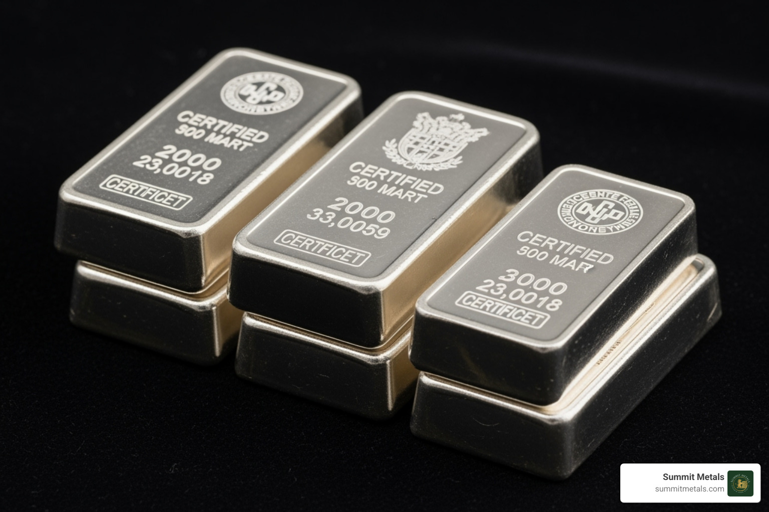 various sizes of silver bars displayed side-by-side for comparison - Certified Silver Bars