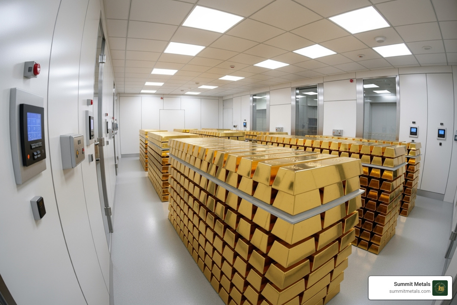 Secure professional vault facility with gold storage - gold investment