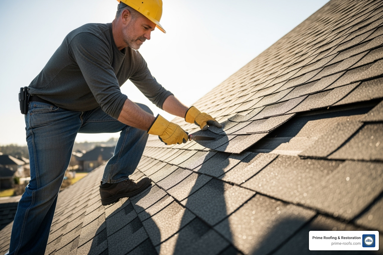 roofer replacing a single damaged shingle - Roof repair estimate