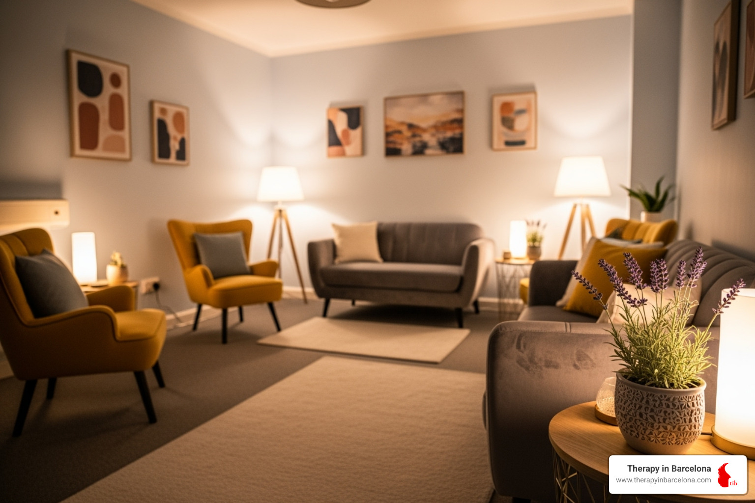 warm and inviting therapy room at Therapy in Barcelona office - therapy for emotional exhaustion warm and inviting therapy room at Therapy in Barcelona office - therapy for emotional exhaustion