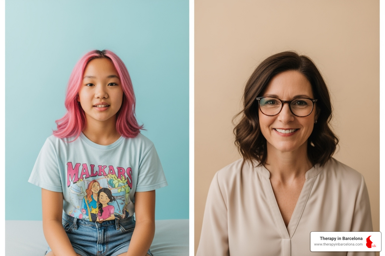 A warm and engaging video therapy session showing a teen and therapist in conversation - online therapy for teens