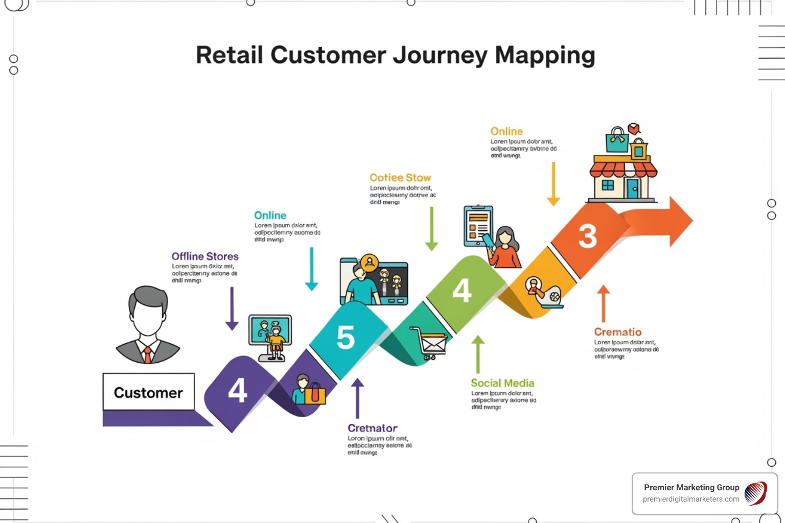 Detailed retail customer journey map template - Retail customer journey mapping