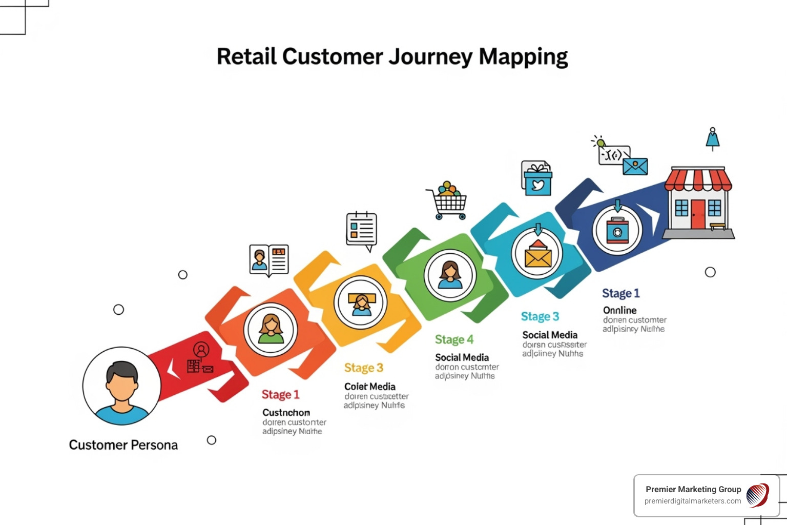 Customer journey stages from awareness to advocacy - Retail customer journey mapping