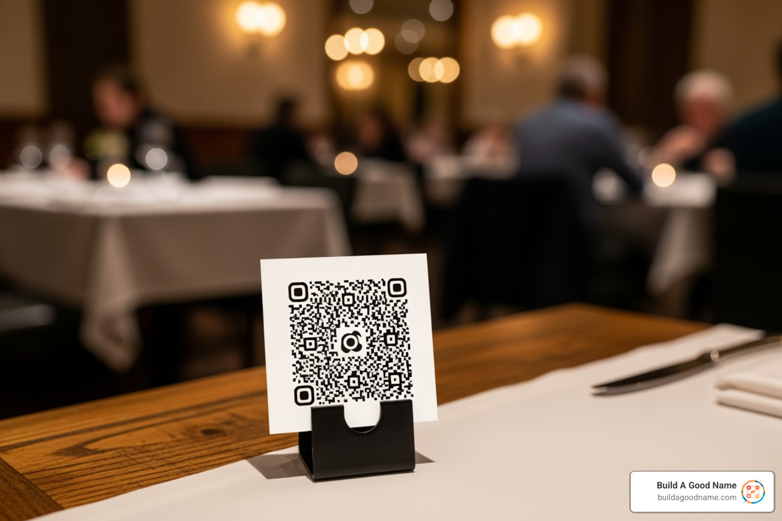 QR code on restaurant table linking to review page - improve online reviews