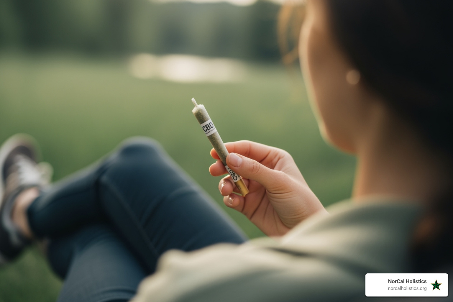Someone relaxing outdoors with a CBD pre-roll - cbd pre rolls delivery
