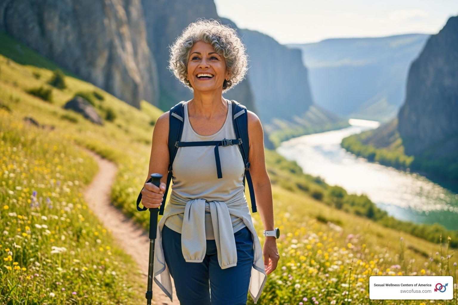 active older adult hiking outdoors - collagen peptide supplement benefits