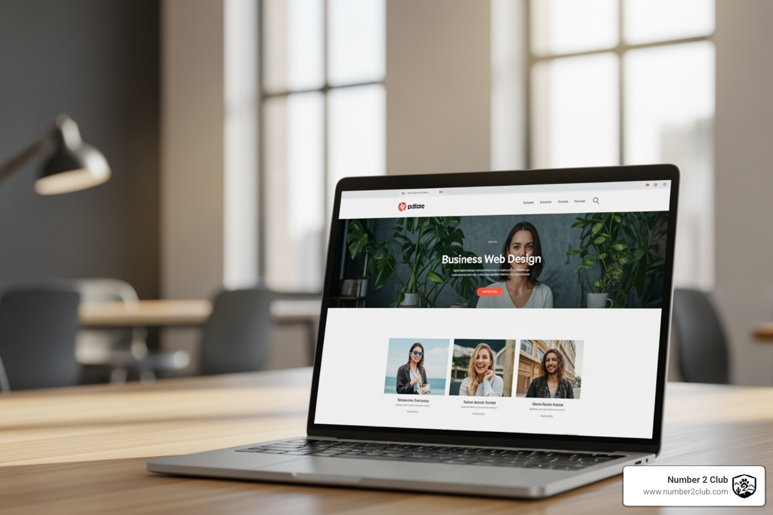 Website wireframe sketch next to the final design - business web design packages