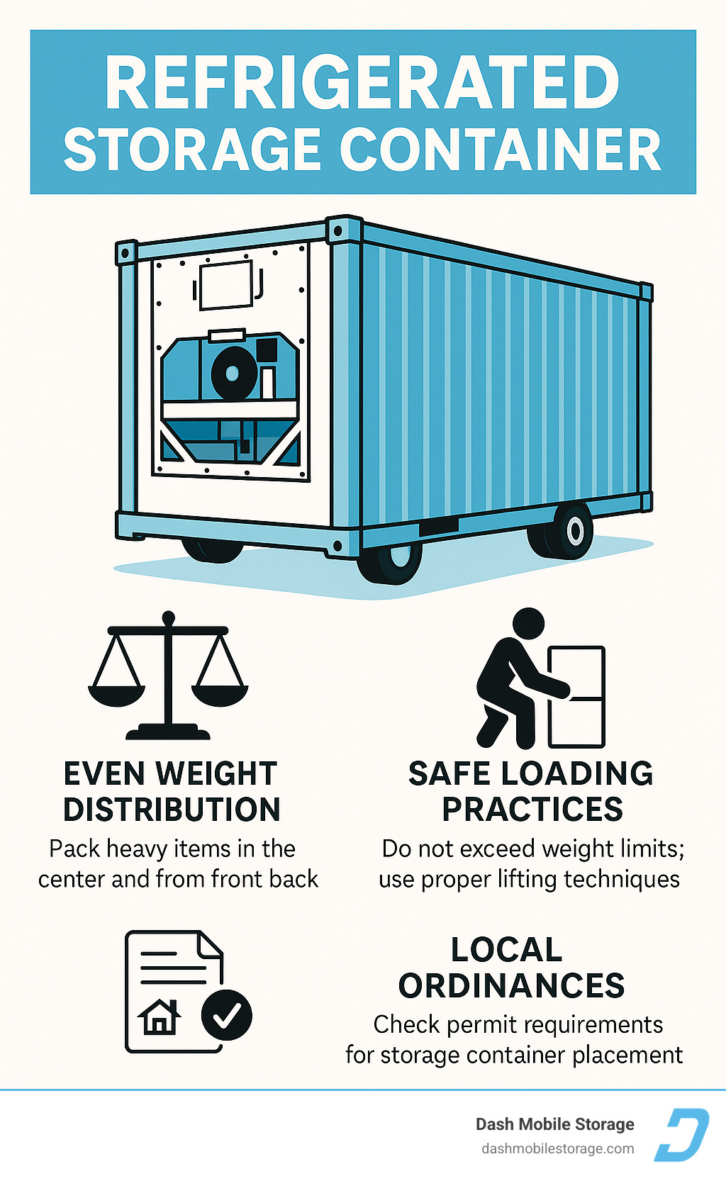 refrigerated storage container - container storage trailer infographic 