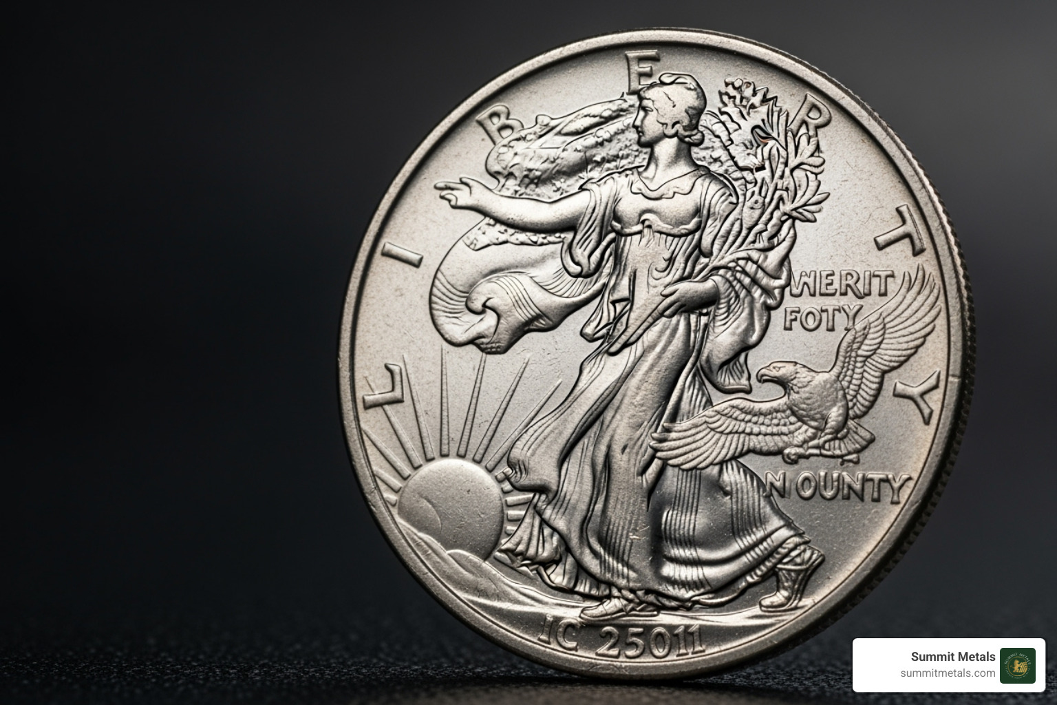 Modern Walking Liberty one ounce silver round showing both obverse and reverse sides - walking liberty one ounce silver