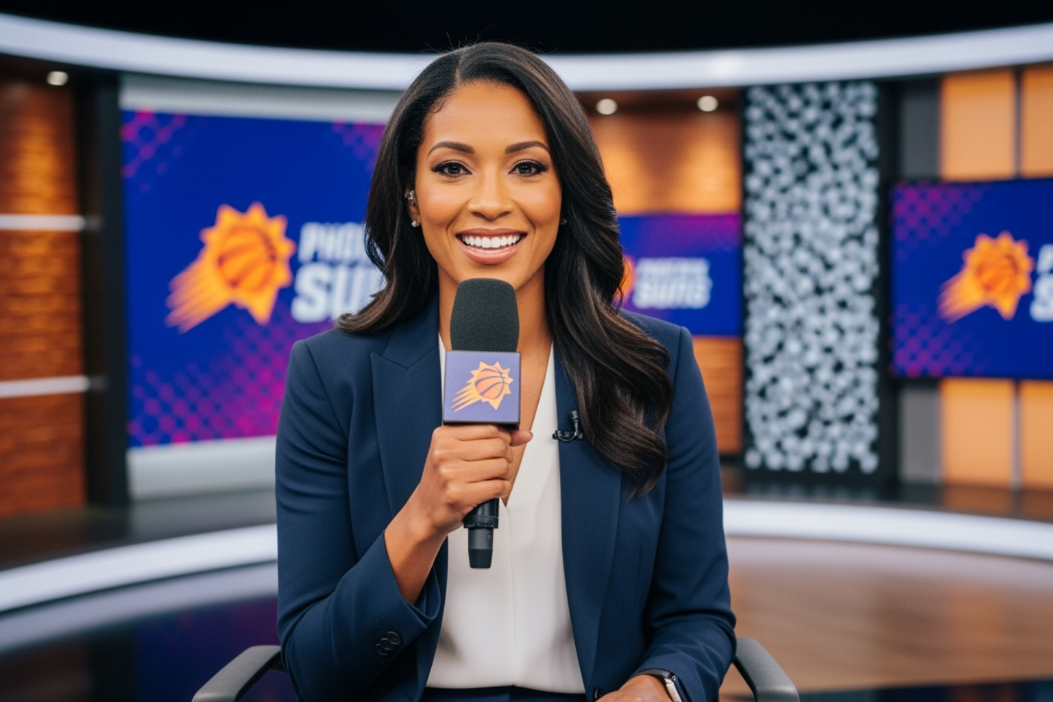 Sophie Cunningham on the set as a Phoenix Suns analyst - sophie cunningham