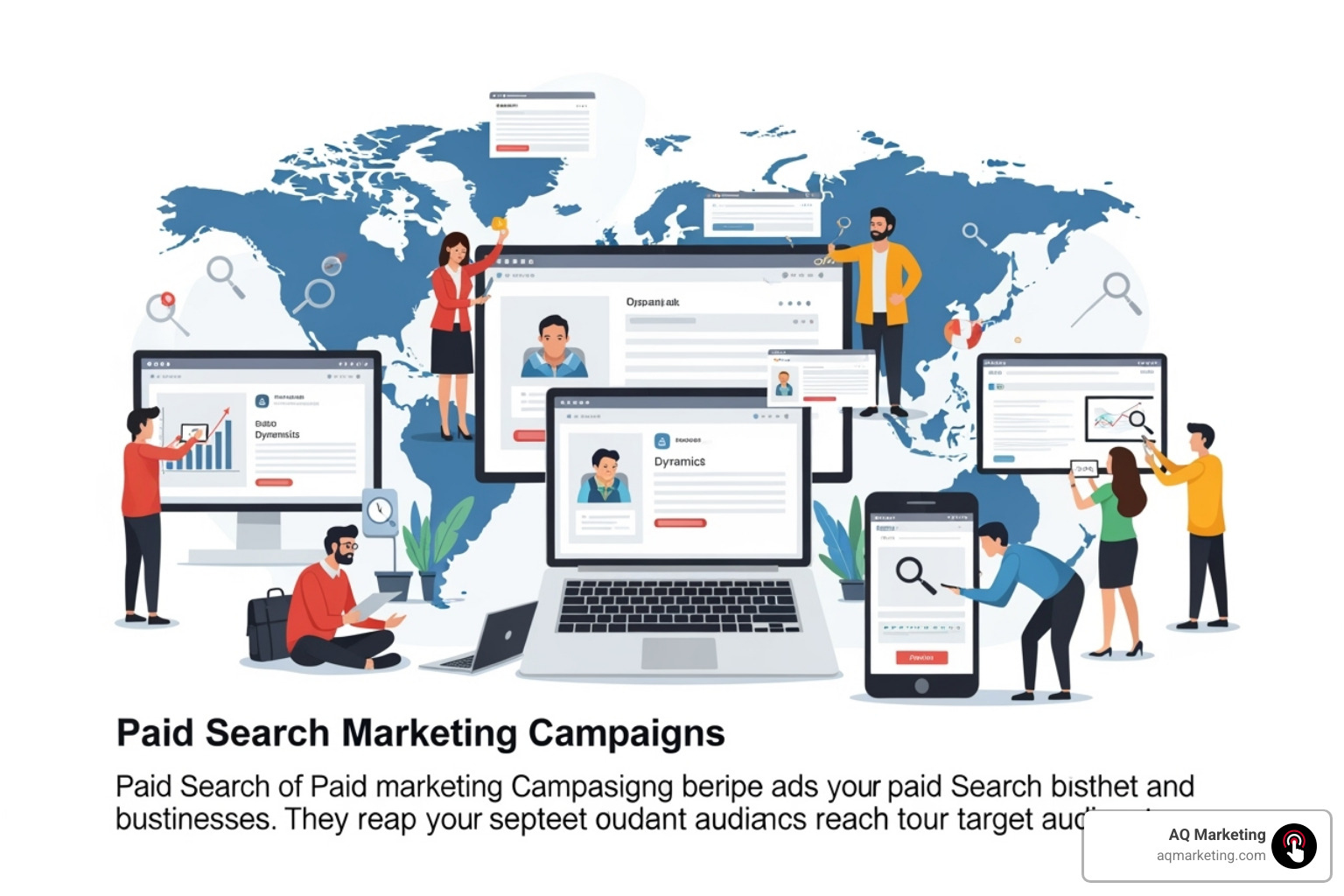 Split-screen showing a paid ad at the top and an organic listing below it - paid search marketing campaigns Split-screen showing a paid ad at the top and an organic listing below it - paid search marketing campaigns