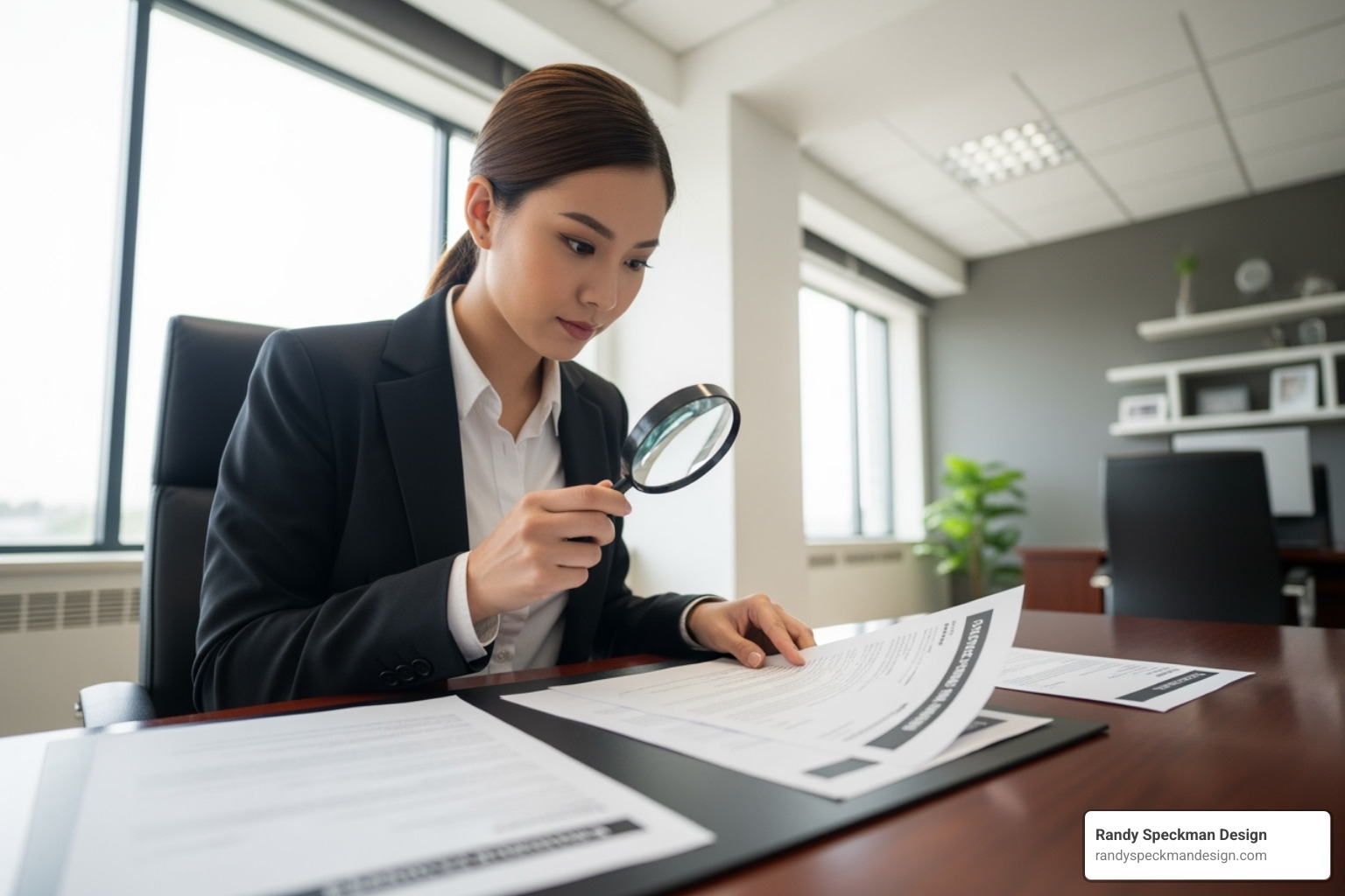 person carefully vetting job candidates with magnifying glass - backlink building service