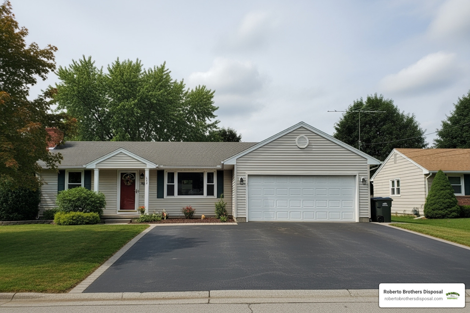 Clear driveway space ready for dumpster delivery - 10 Yard Roll-Off Dumpster