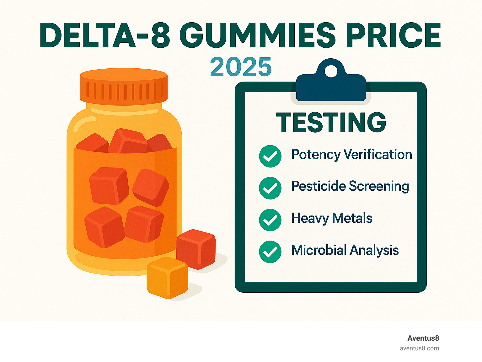 Infographic showing Certificate of Analysis (COA) checklist with key testing parameters including potency verification, pesticide screening, heavy metals testing, and microbial analysis that justify premium Delta 8 gummies pricing - Delta 8 gummies price infographic 