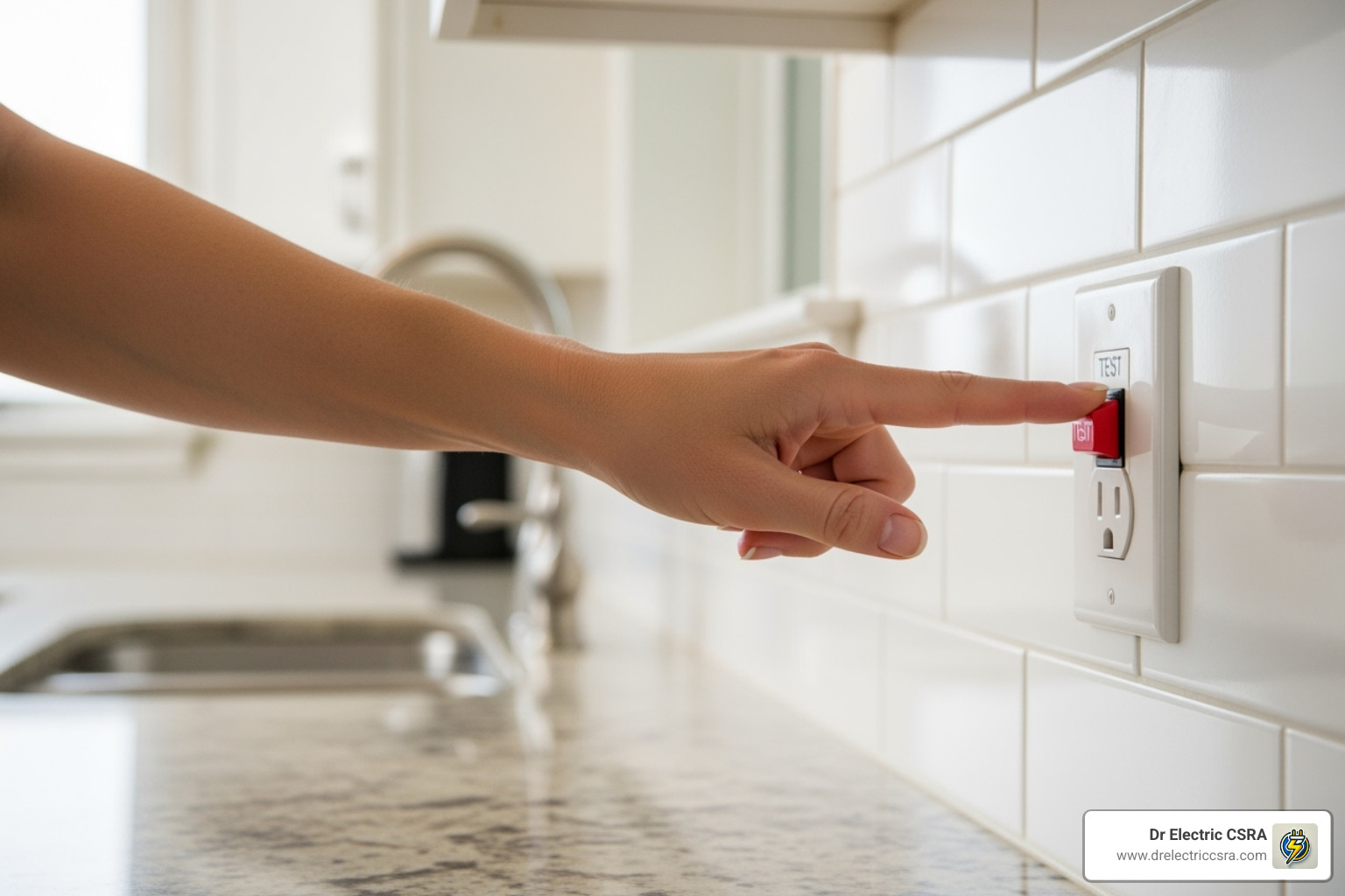 homeowner testing GFCI outlet - residential electrical inspection