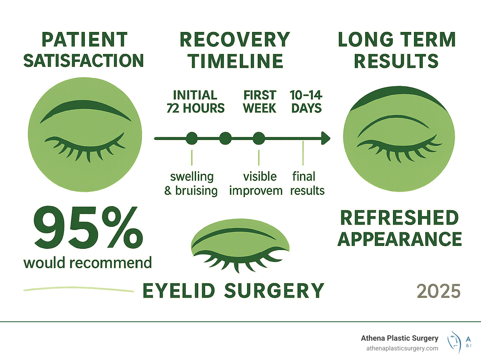Infographic showing patient satisfaction rates, typical recovery timeline, and long-term results of eyelid surgery including percentage of patients who would recommend the procedure - eyelid surgery cost Florida infographic Infographic showing patient satisfaction rates, typical recovery timeline, and long-term results of eyelid surgery including percentage of patients who would recommend the procedure - eyelid surgery cost Florida infographic