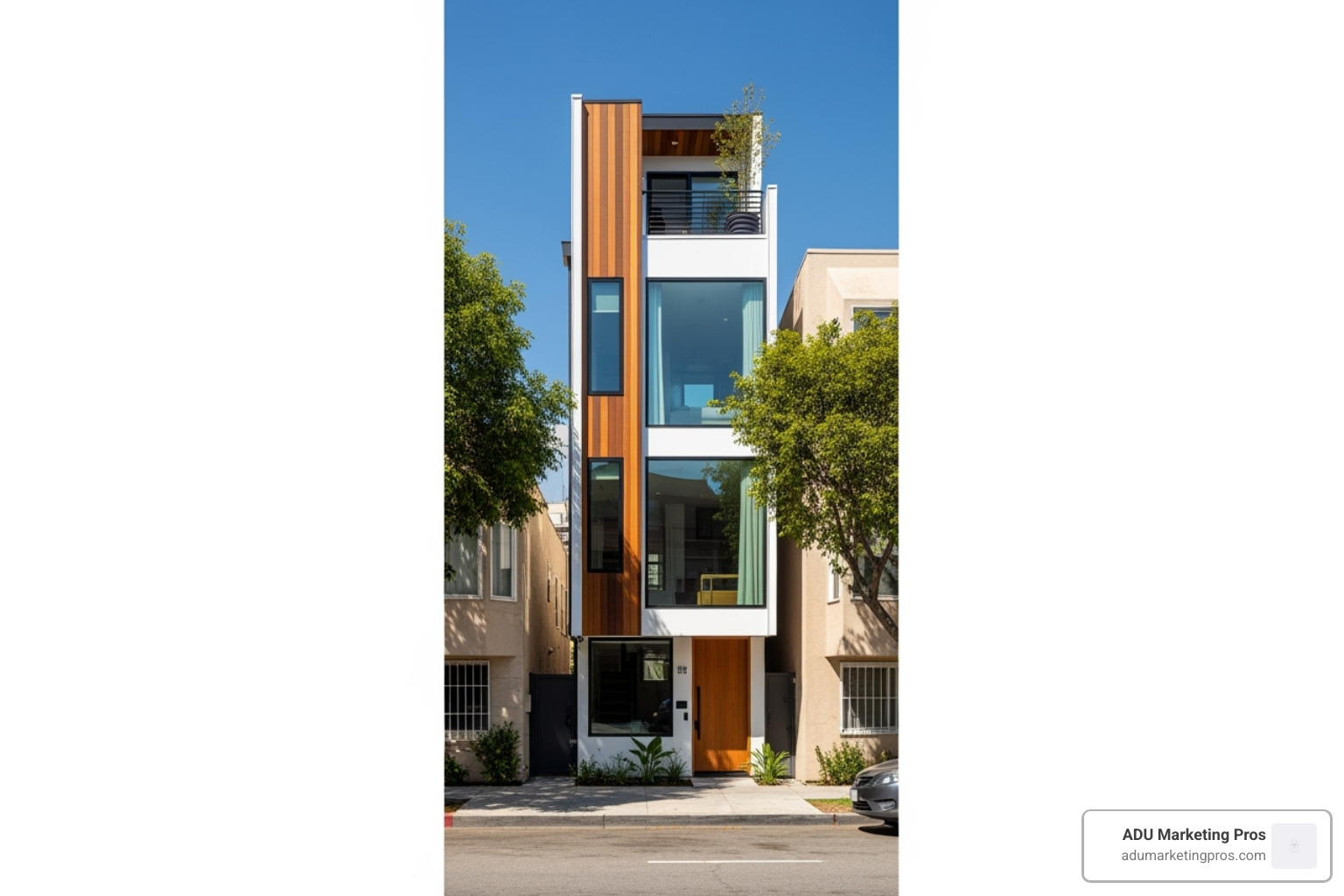 Compact vertical small home design for narrow urban Los Angeles lot - small houses for sale