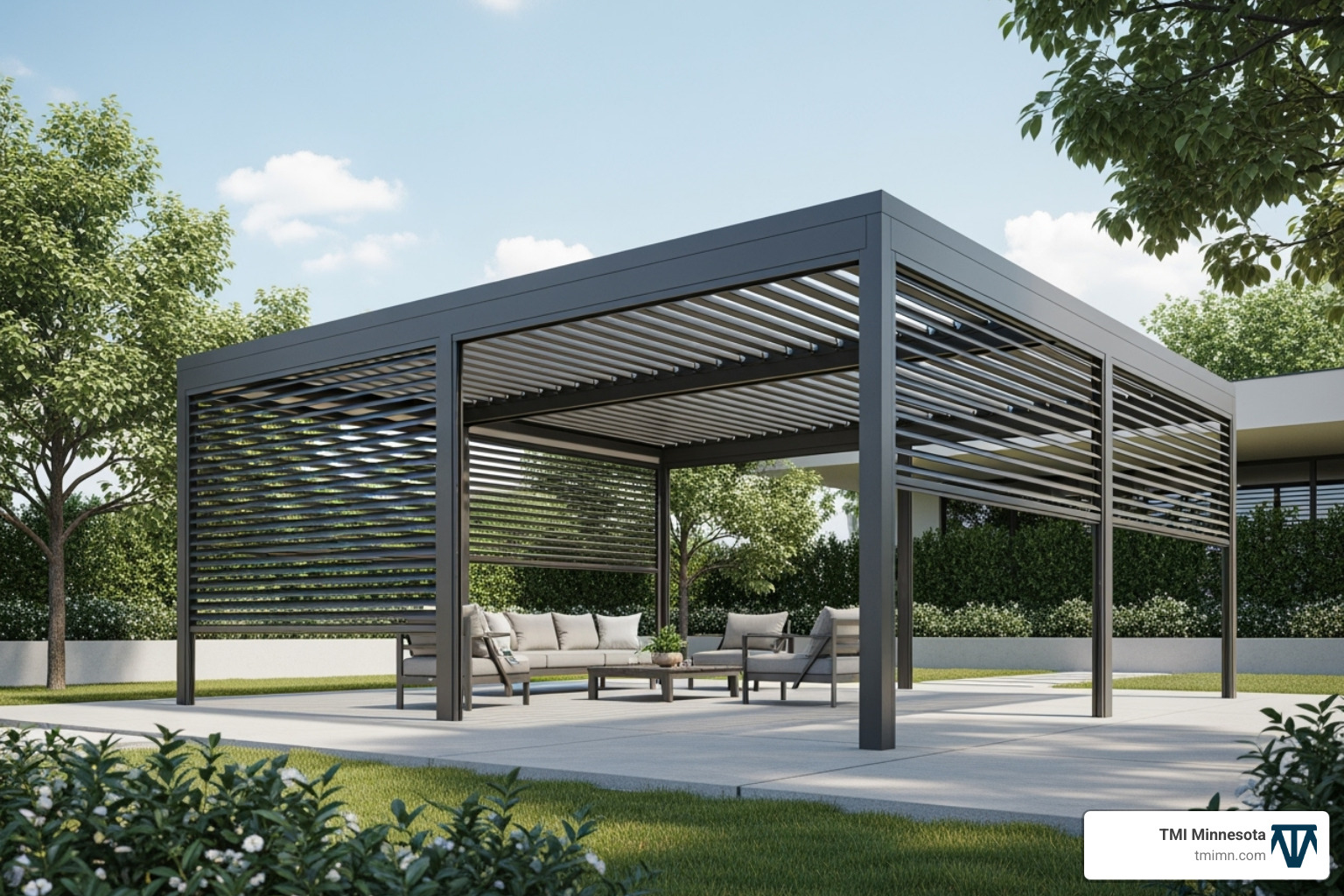 louvered aluminum pergola with adjustable louvers - aluminum pergolas
