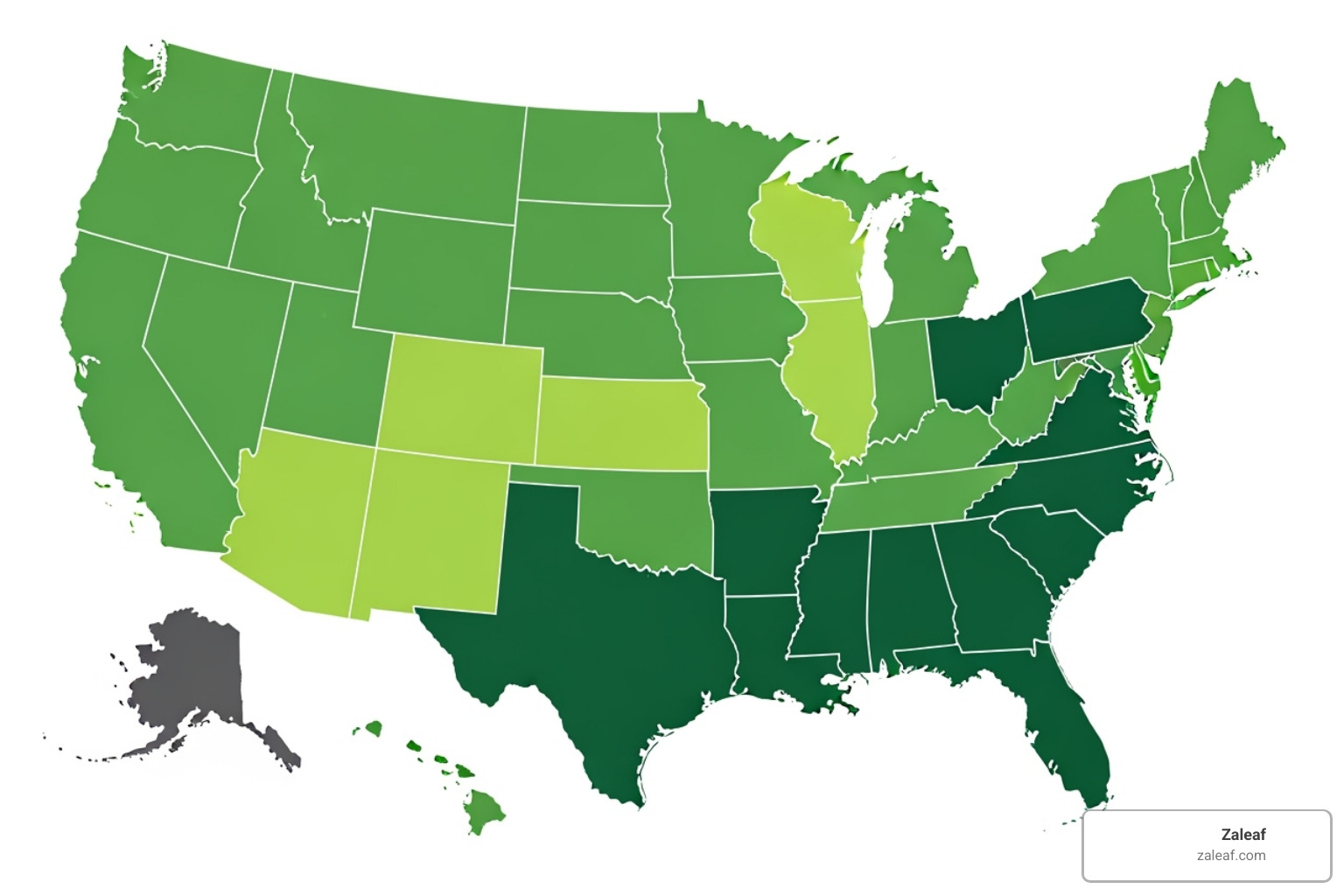 map of the United States highlighting states with legal access - best-selling cannabis edibles