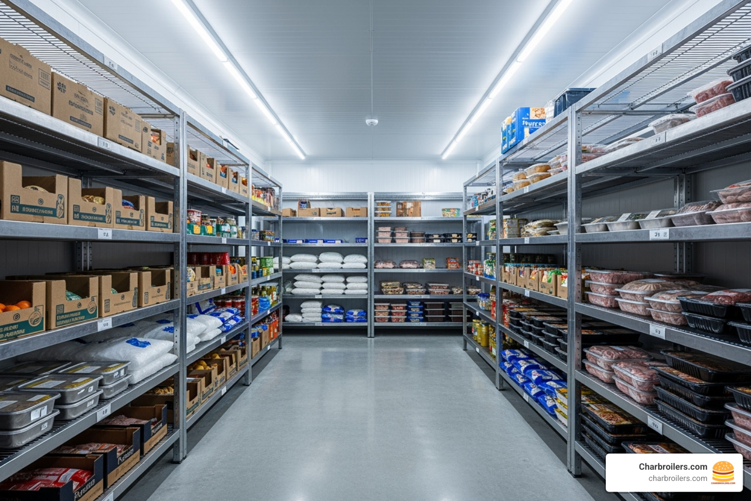 interior view of a large, well-organized walk-in freezer with shelving and proper lighting - commercial freezers interior view of a large, well-organized walk-in freezer with shelving and proper lighting - commercial freezers