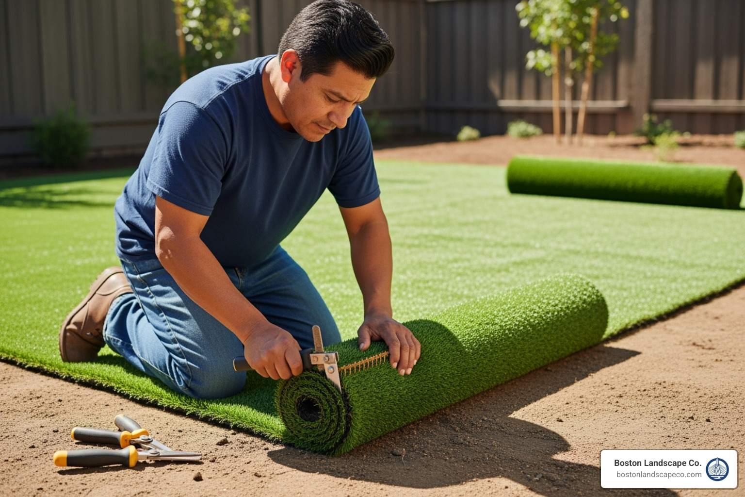 professional installer seaming turf - artificial grass estimate
