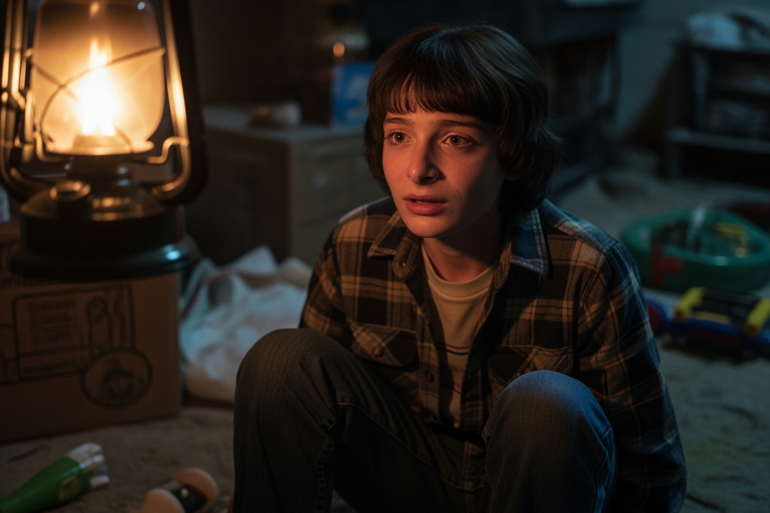 Noah Schnapp as Will Byers in a key scene from Stranger Things - noah schnapp