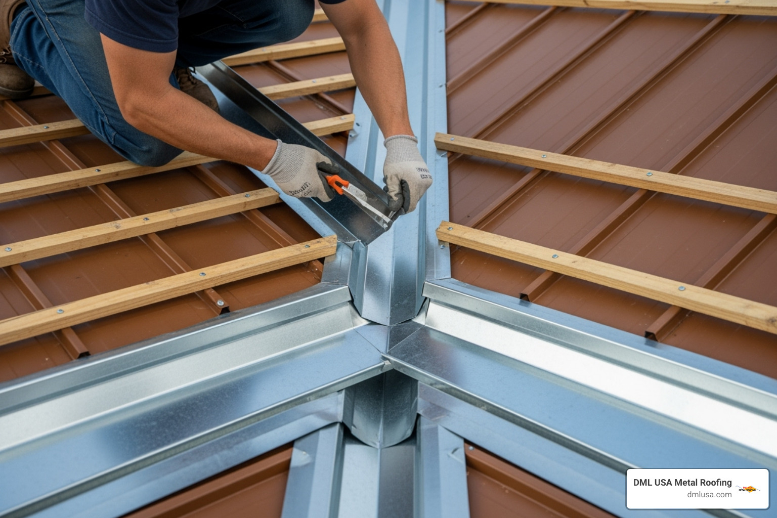 A prepared roof deck showing the ice and water shield correctly installed in the valley - Metal roof valley installation