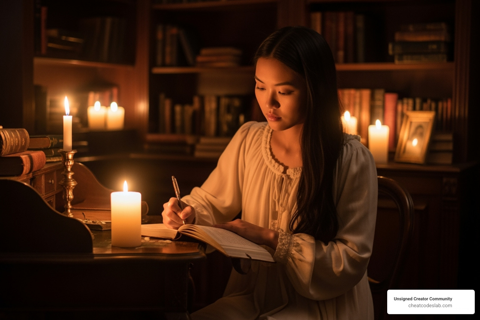 Person journaling by candlelight in quiet contemplation - Stoicism