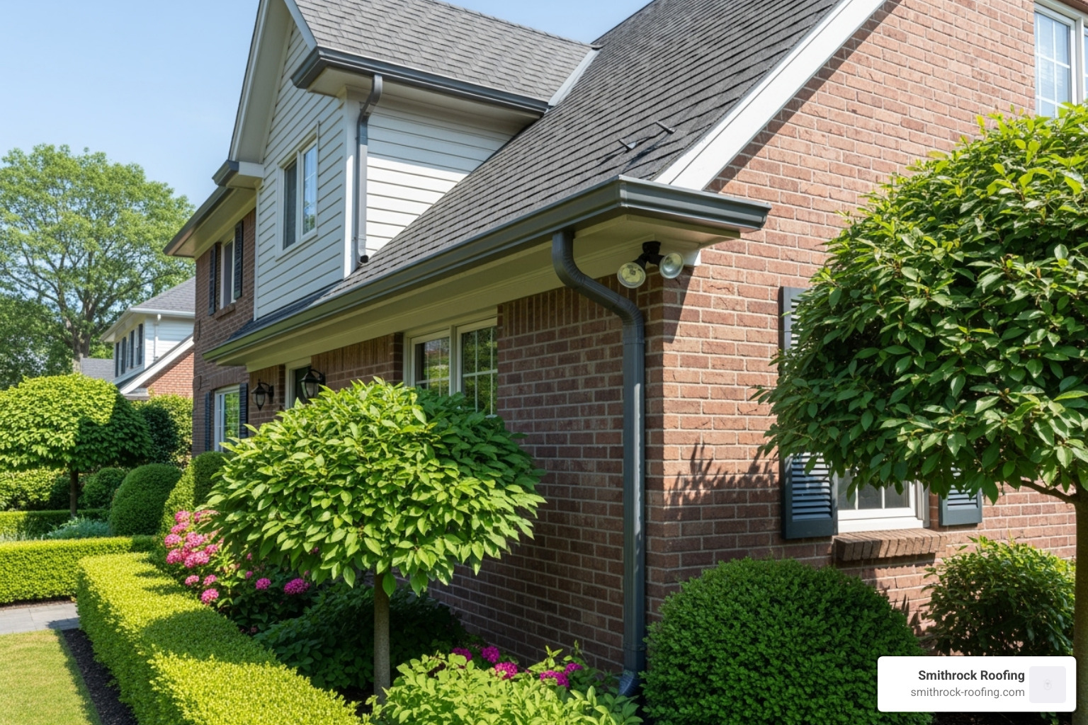 clean well-maintained gutter and downspout - cost to install gutter drainage