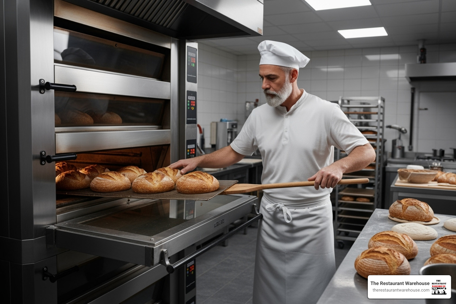 multi-deck oven with baker loading bread - bakery ovens commercial multi-deck oven with baker loading bread - bakery ovens commercial