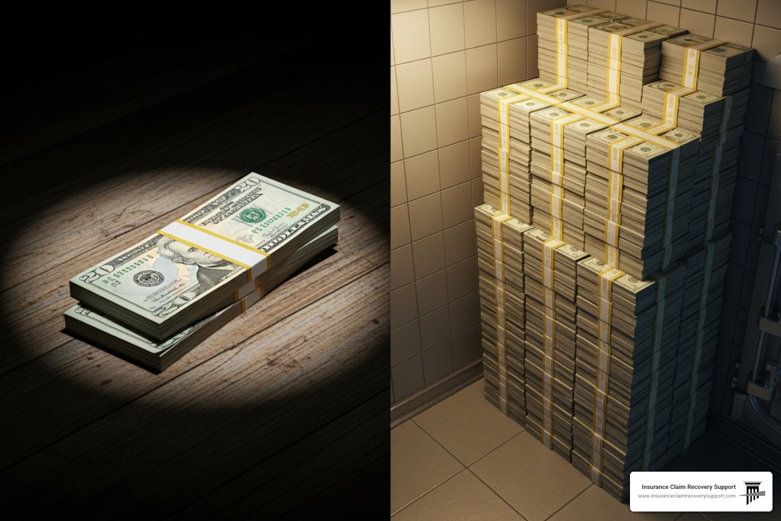 chart showing initial insurance offer versus final settlement after hiring a public adjuster - fire claim adjuster