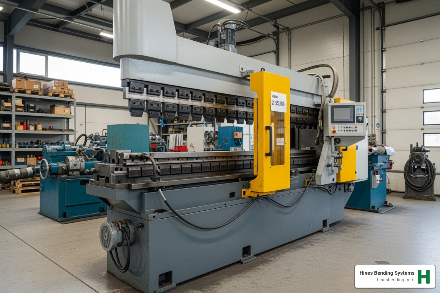 Price tag displaying transparent pricing on a Hines certified used bender - used pipe bender for sale