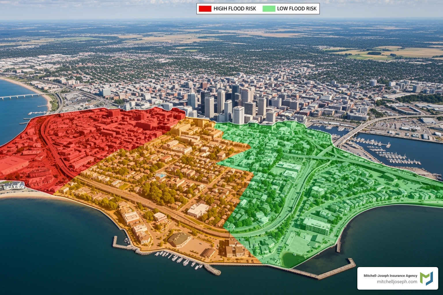 flood zone map showing different risk levels - home flood insurance